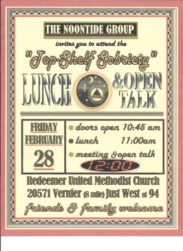 Flyer for Noontide Open Talk 2/28/2025