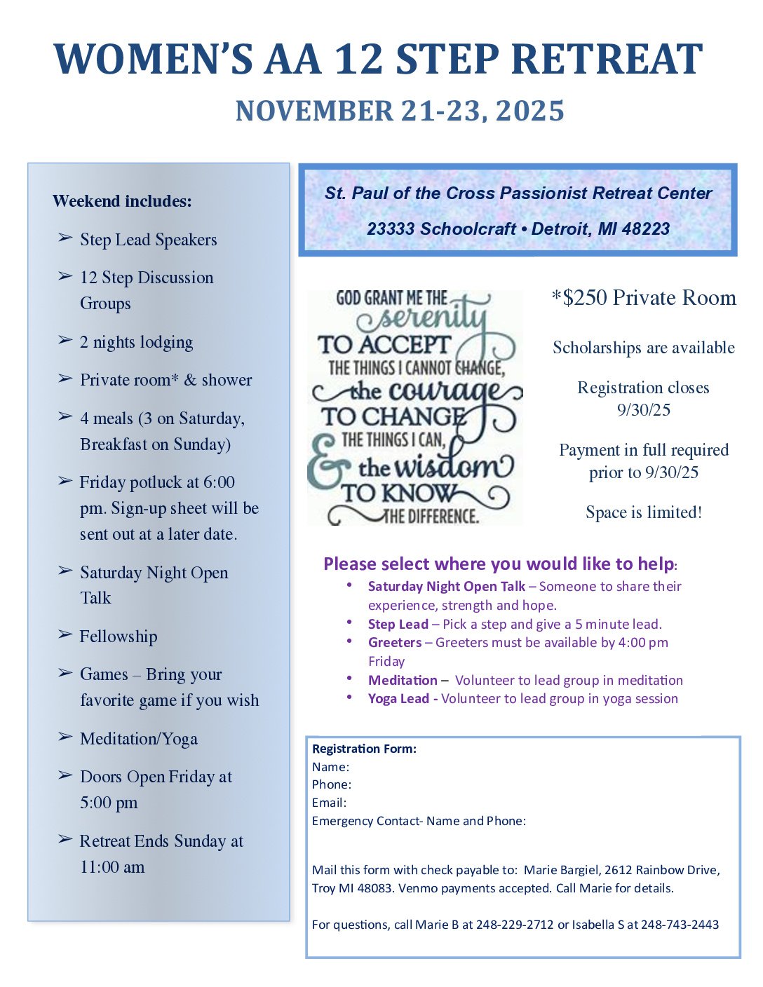 Women’s AA 12 Step Retreat