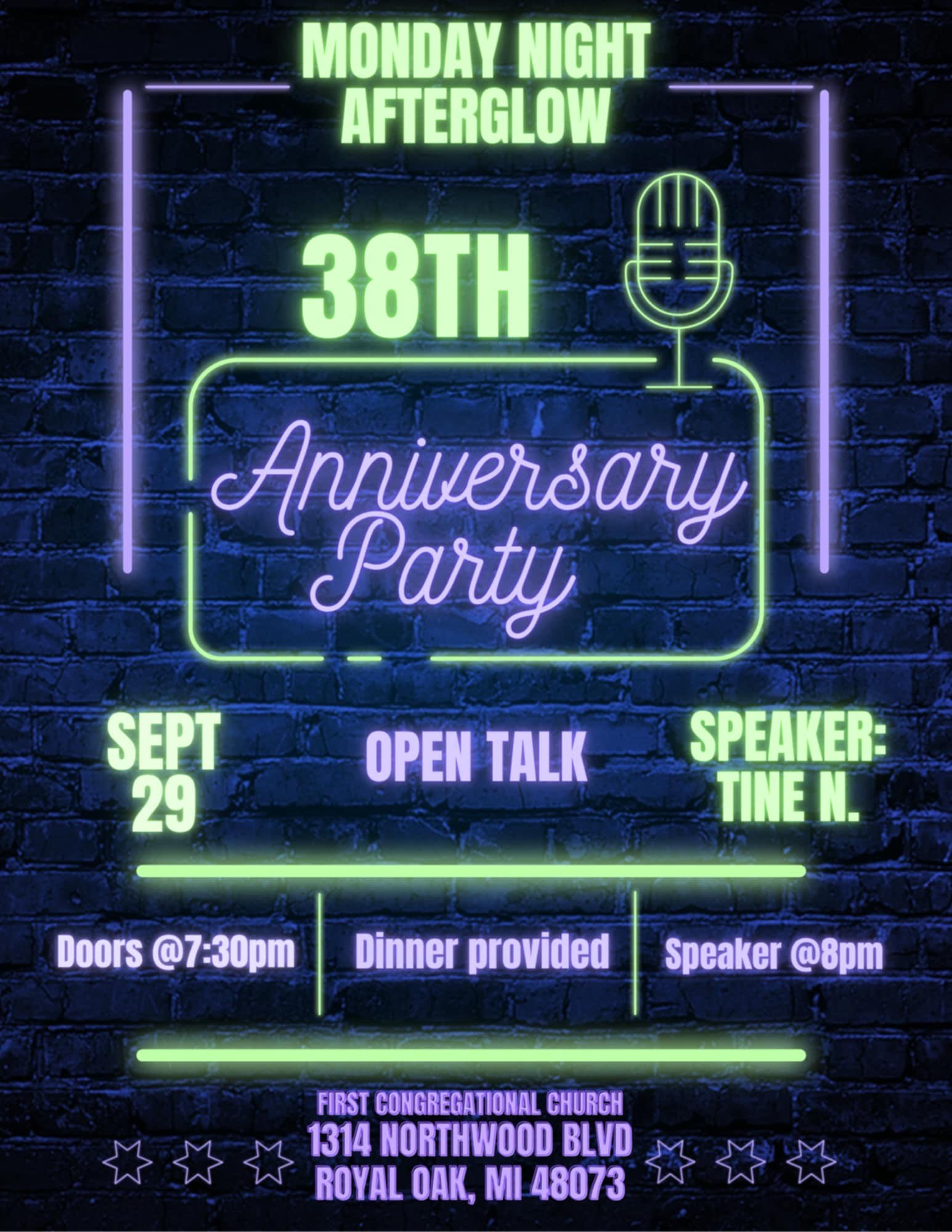 Monday Night Afterglow 38th Anniversary