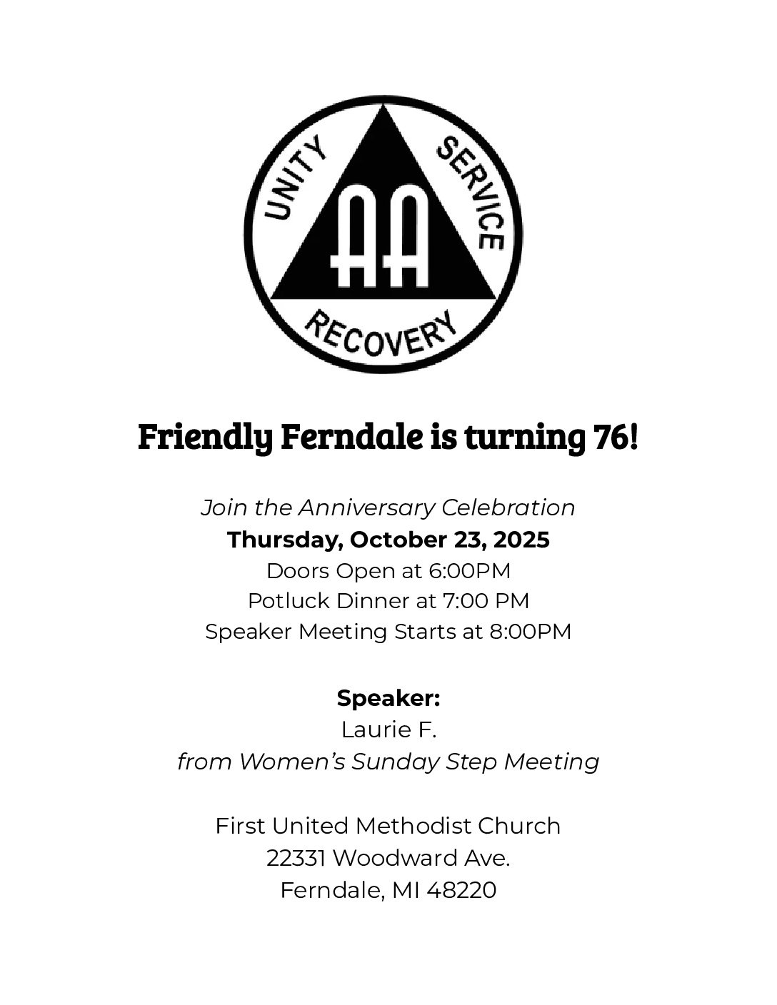 2025 10 23 friendlyferndale76thanniverary