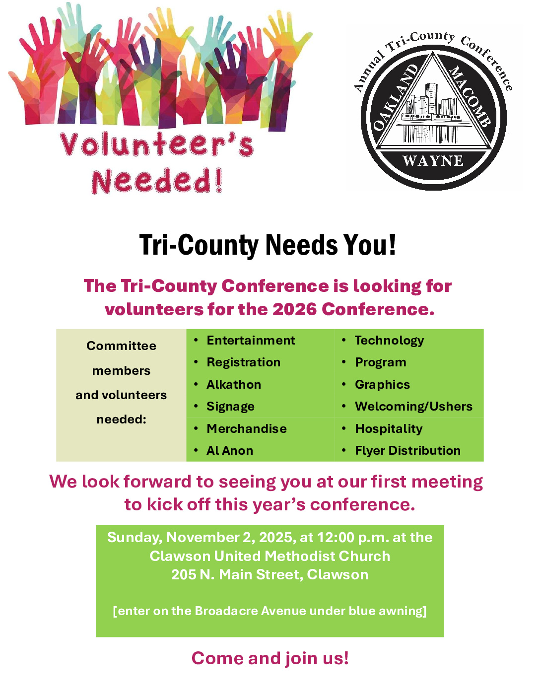 Tri-County Conference 2026 Planning Kick-off