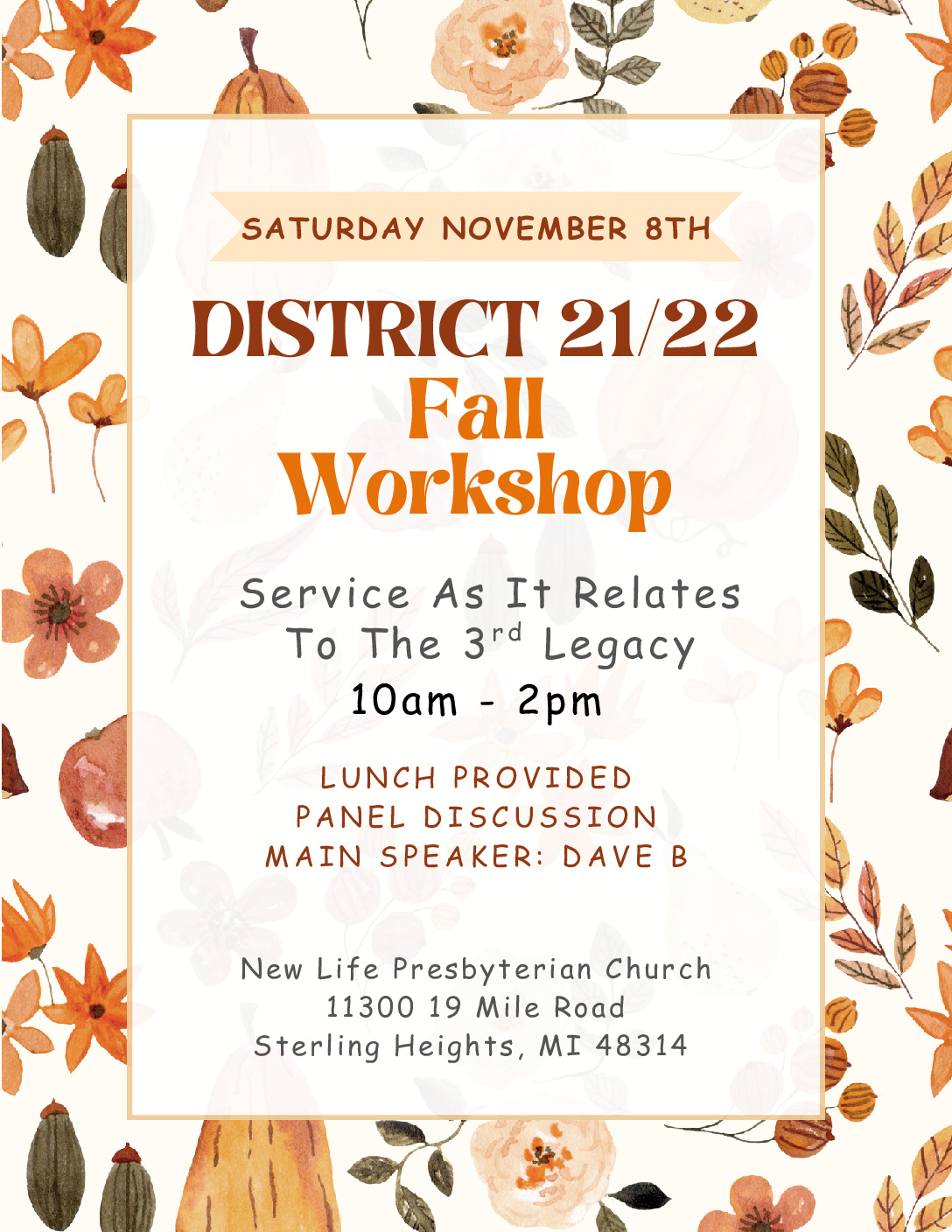 D21/D22 Fall Workshop – Service & the 3rd Legacy