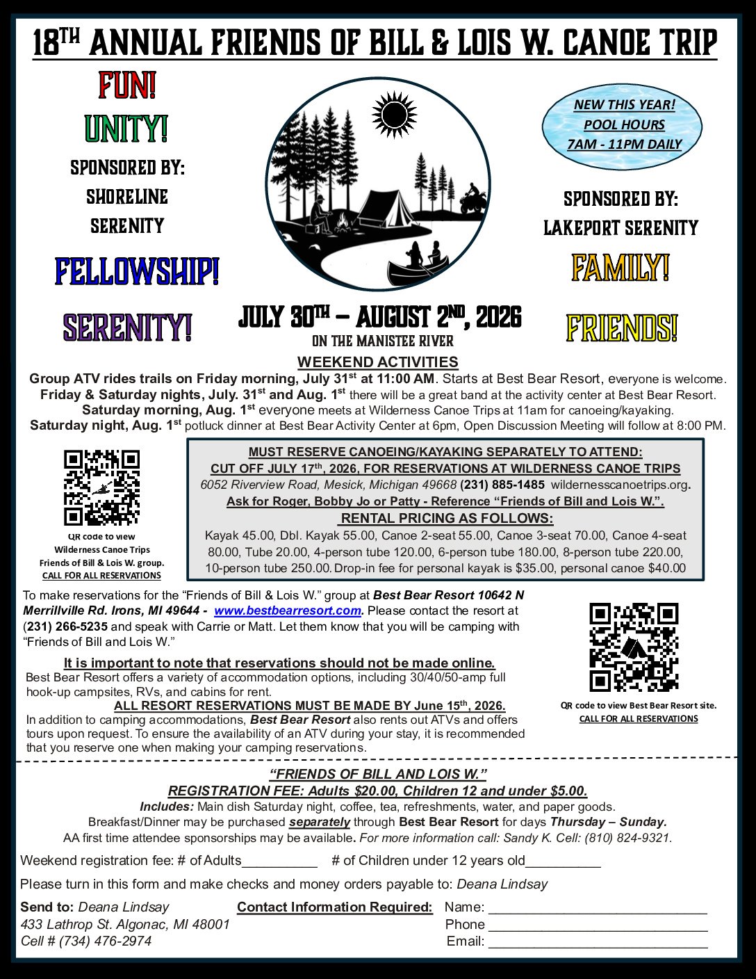 18th Annual Friends of Bill & Lois W. Canoe Trip