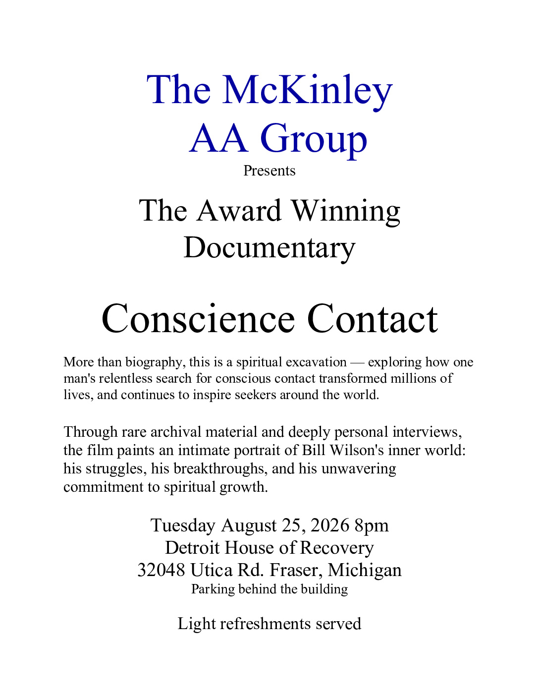 The McKinley Group Presents: Documentary – “Conscience Contact”